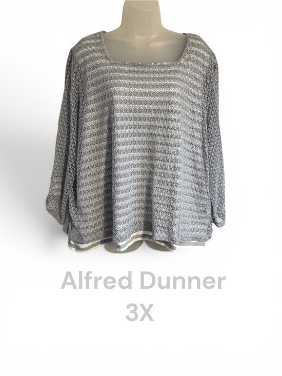 Alfred Dunner Tops - ALFRED DUNNER  Gorgeous  Silver/Gray/White Open-Knit Overlay Top PLUS: 3X    #Z